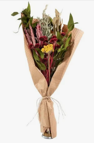 Yarrow Pink and Green Dried Bouquet