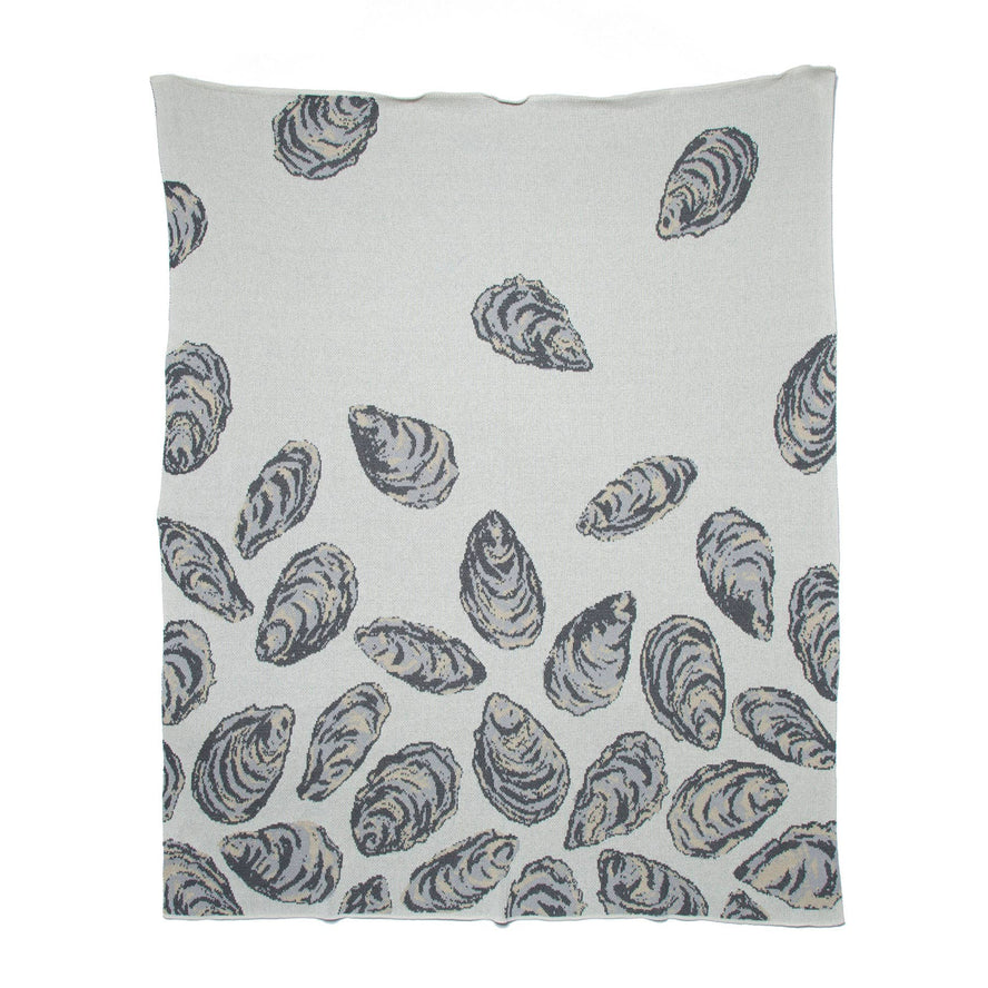 Oyster Cotton Sustainable Knit Throw Blanket