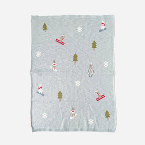 Winter Ski Baby Blanket - Cotton