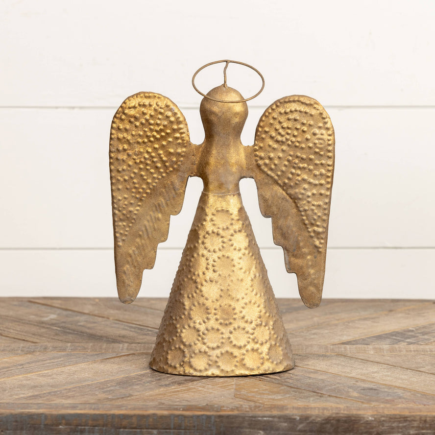 Antique Distressed Gold Angel Tree Topper