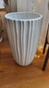 Tall Ribbed Ceramic White Vase