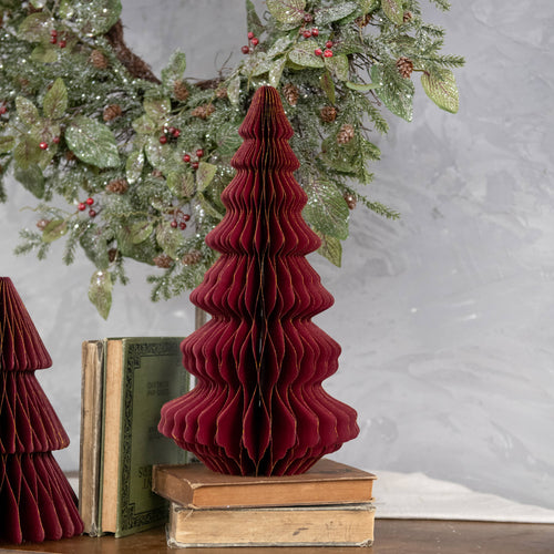 Burgundy Paper Tree with Gold Trim