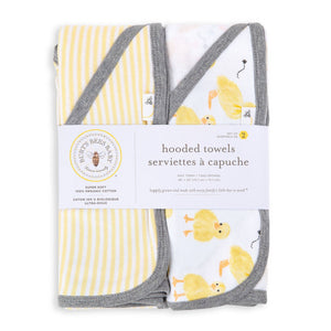 Little Ducks Organic Cotton Hooded Towels 2 Pack: / One Size