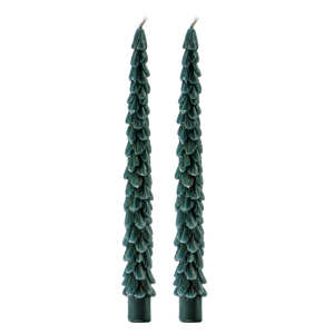 Green Tree Taper Candles, Set of 2