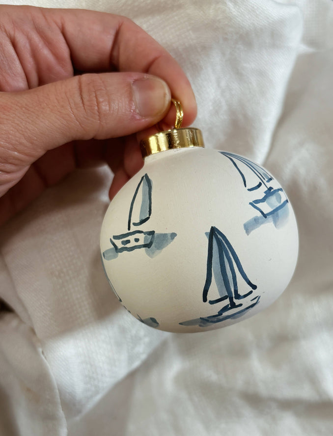 Hand Painted Sailboat Christmas Ornaments