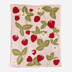 Blanket Strawberry Bunny Baby Blanket - Organic Cotton