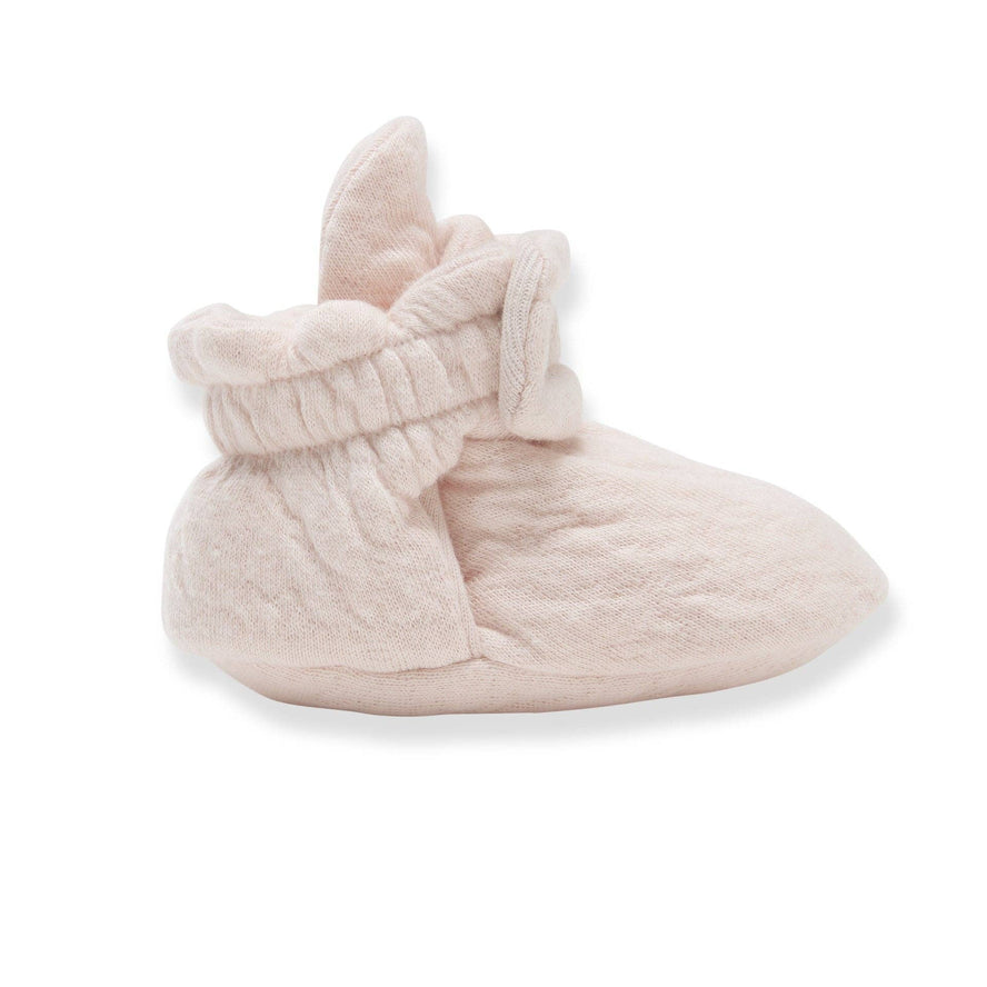 Organic Cotton Quilted Baby Booties: Ranunculus / 3-6M