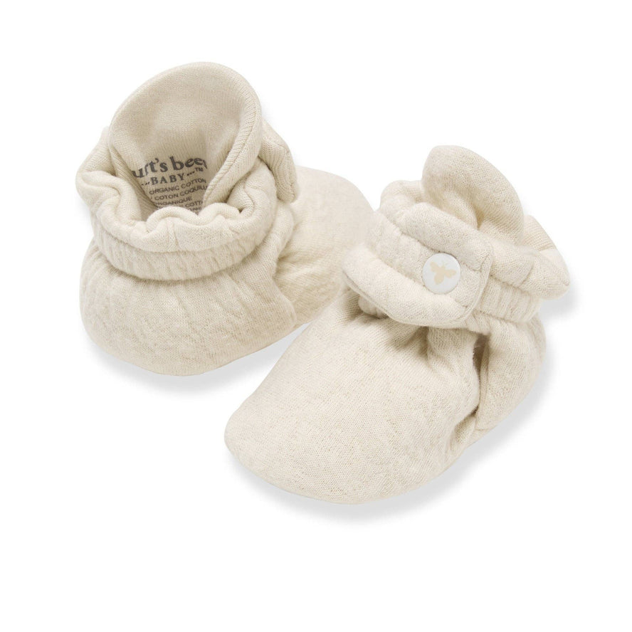 Organic Cotton Quilted Baby Booties: Oat / 3-6M