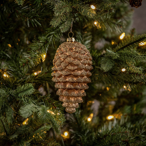 Gold Dusted Bronze Pinecone Ornament