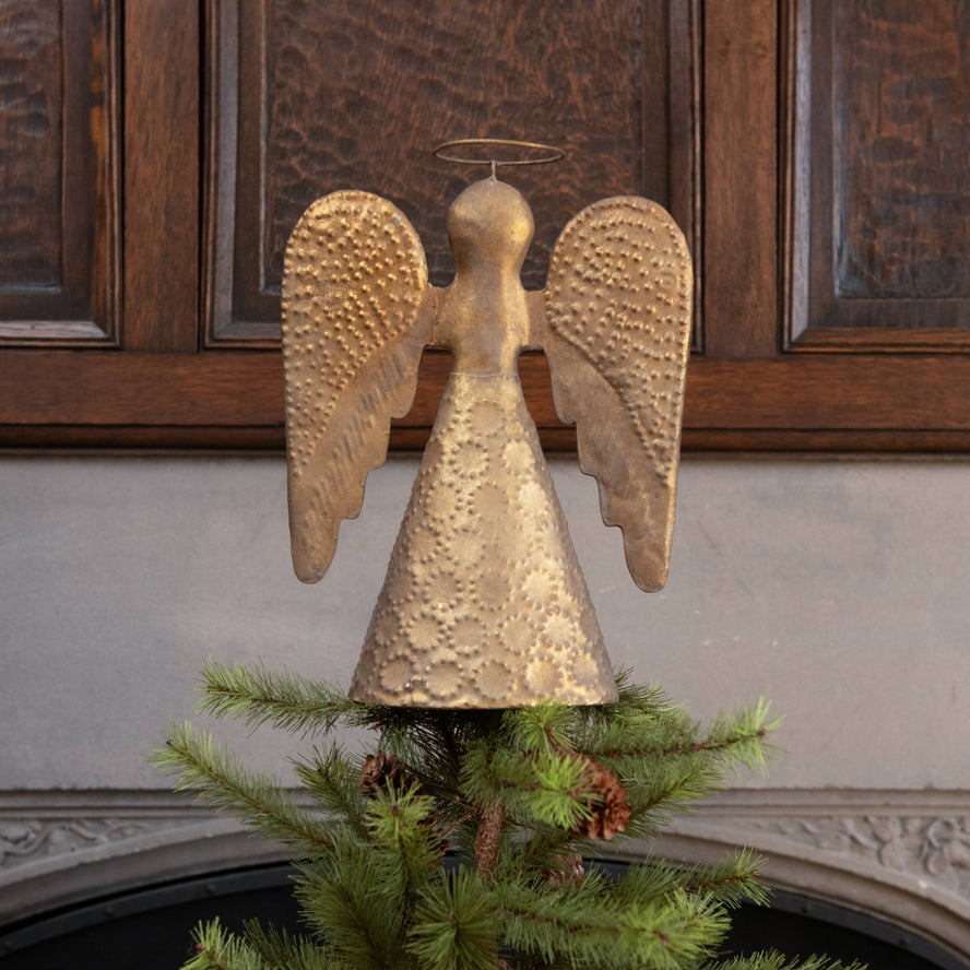 Antique Distressed Gold Angel Tree Topper