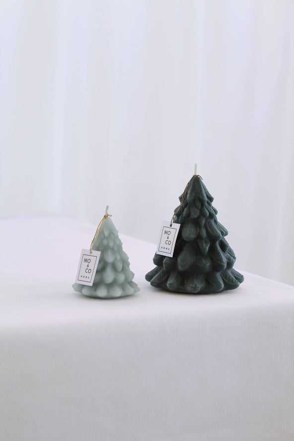 Mo&Co Sculpted Beeswax Tree Candle Large Forest Green