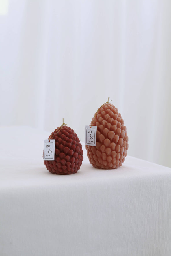 Mo&Co Sculpted Beeswax Pine Cone Candle Large Terracotta