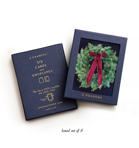 Velvet Bow Wreath Christmas Card Boxed Set