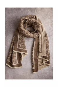 Floral Crinkle Reversible Scarf: Rust