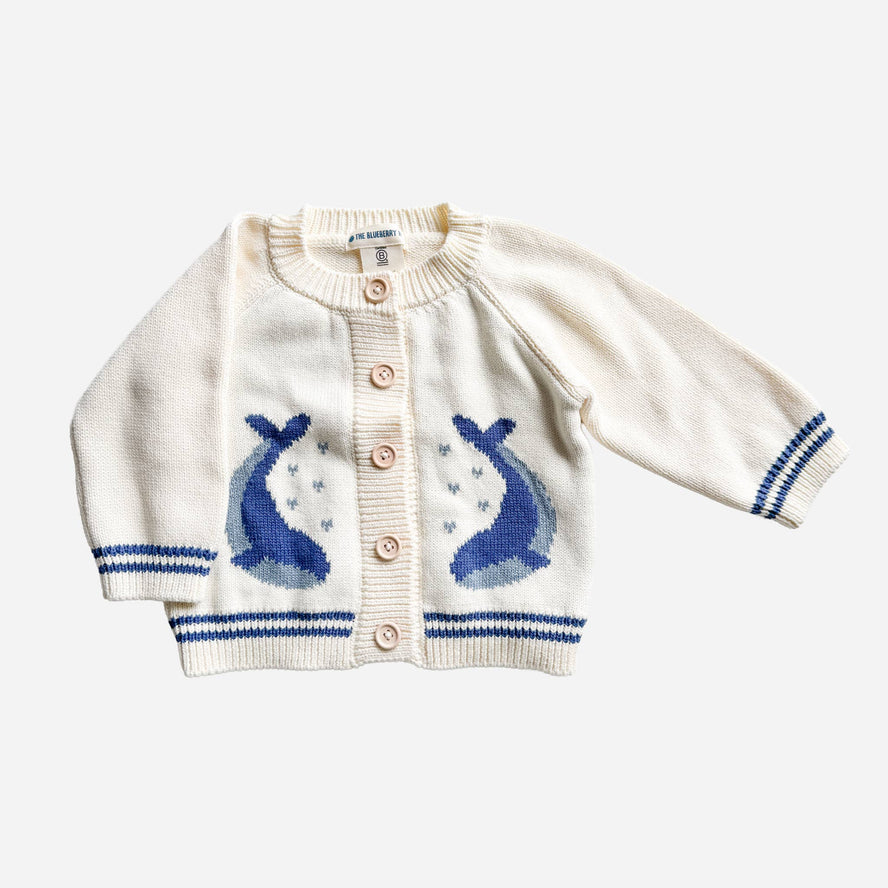 Cotton Nautical Whale Baby Sweater | 2-3y