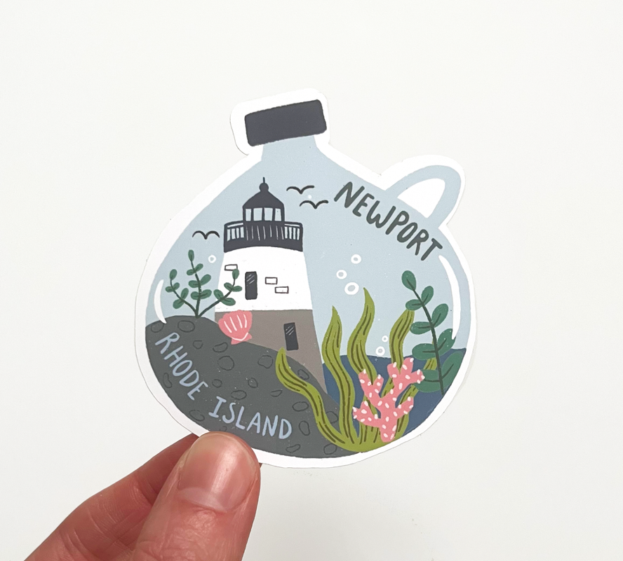 Newport RI Terrarium Jar Sticker
