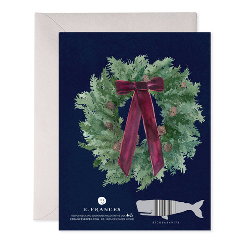 Velvet Bow Wreath Christmas Card Boxed Set