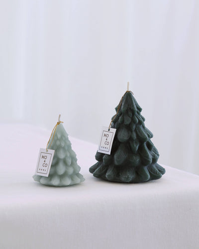 Mo&Co Sculpted Beeswax Tree Candle Small Eucalyptus Green