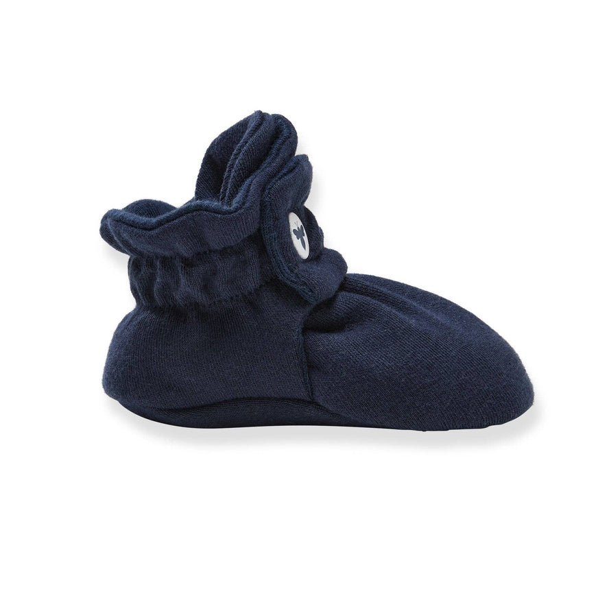 Organic Cotton Baby Booties: Midnight / 0-3M