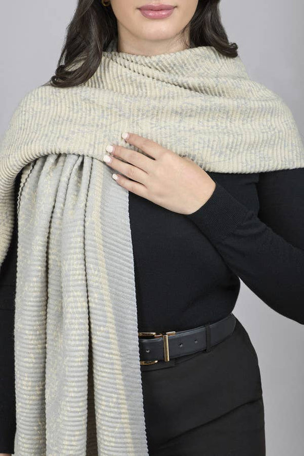 Floral Crinkle Reversible Scarf : Black