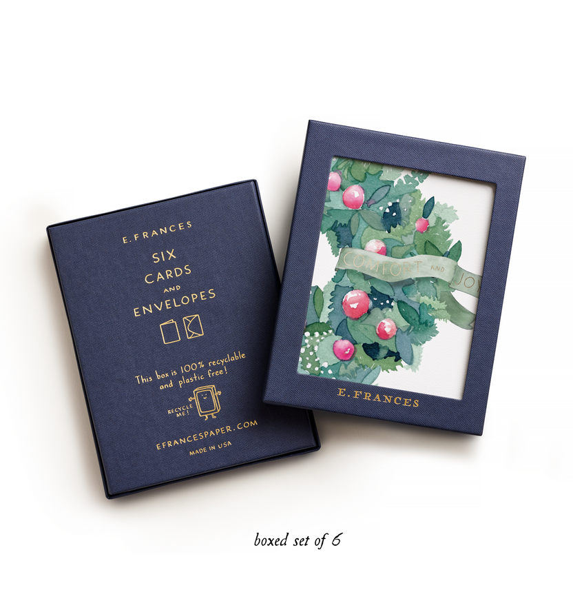 Comfort and Joy Wreath Christmas Card Boxed Set