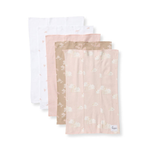 Burp Cloths: Ranunculus / Set of 5 / One Size