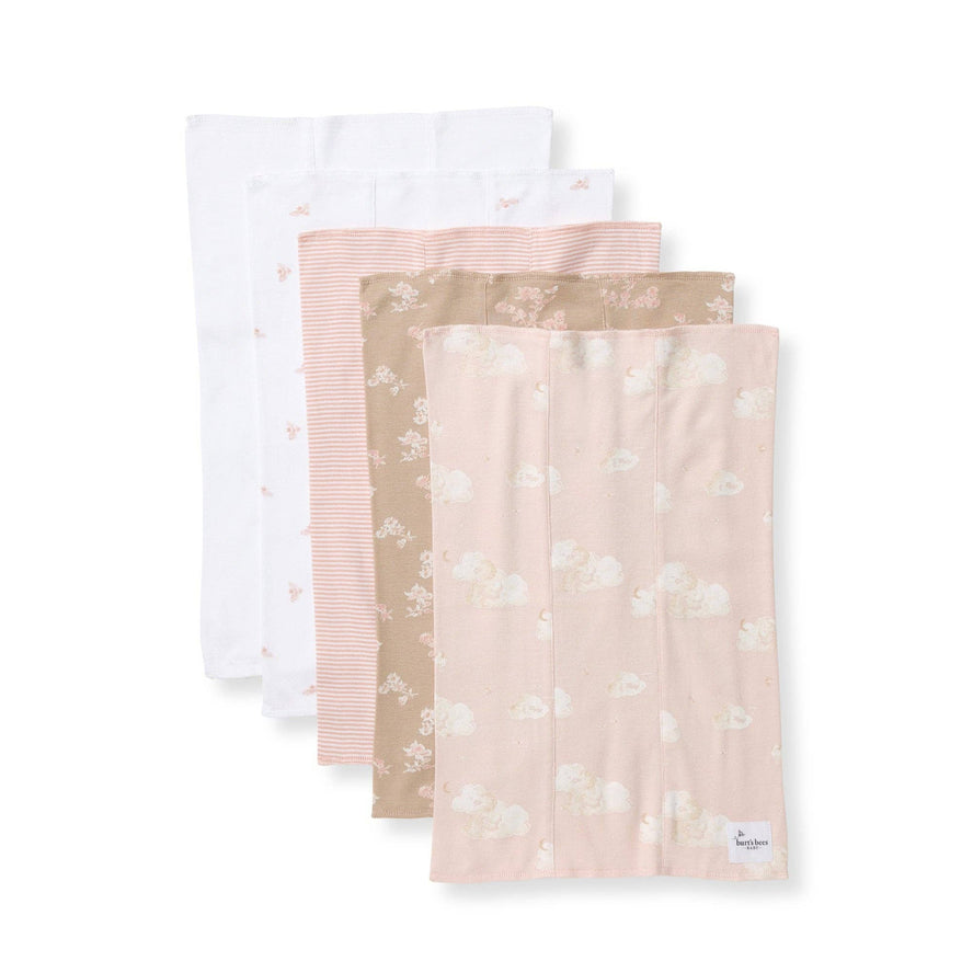 Burp Cloths: Ranunculus / Set of 5 / One Size