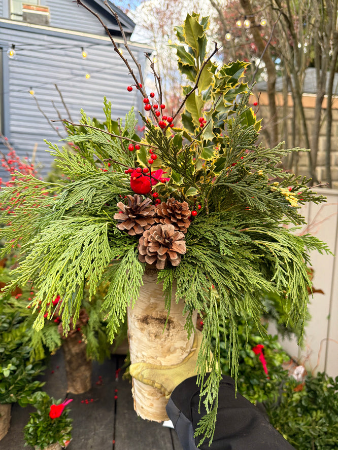Birch Holly Pot