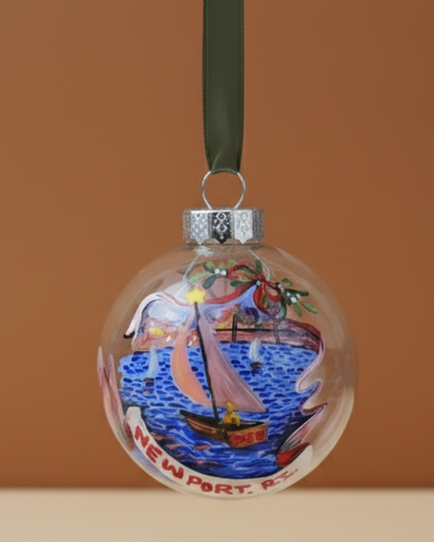 Hand Painted Ornament - Sailboat Mistletoe
