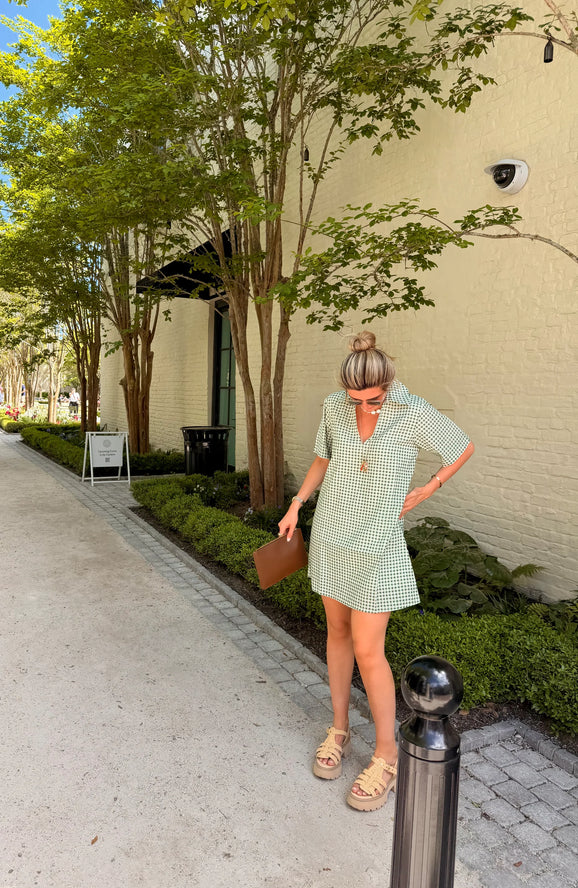 Green Gingham Anna Mini Dress