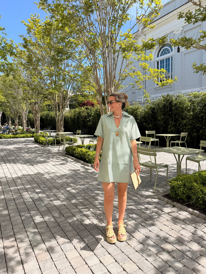 Green Gingham Anna Mini Dress
