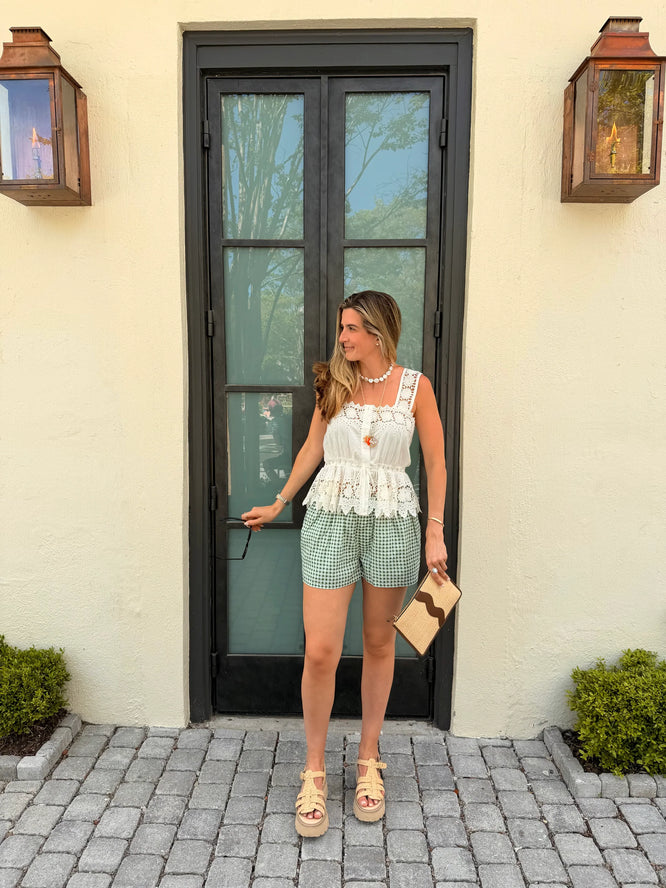 Green Gingham Shorts