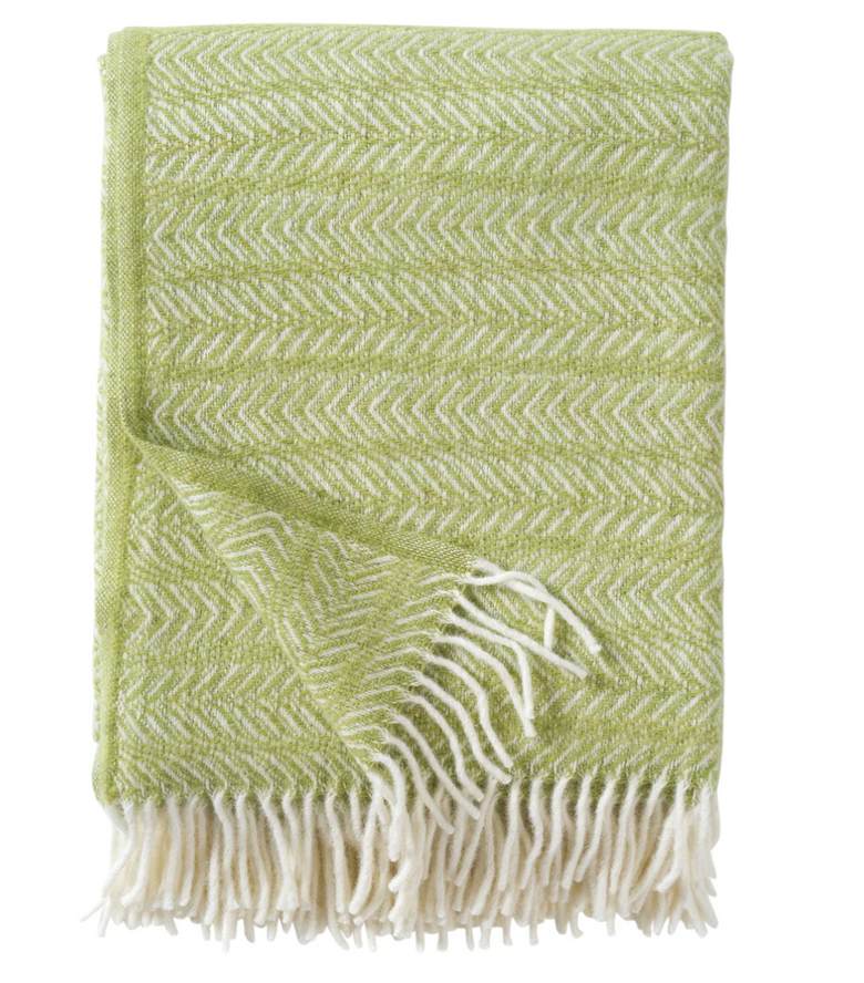 Point Brushed Recycled Wool/Lambswool Throw: Lime
