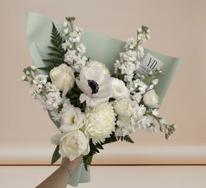 White + Green Wrapped Bouquet