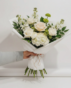 White + Green Wrapped Bouquet