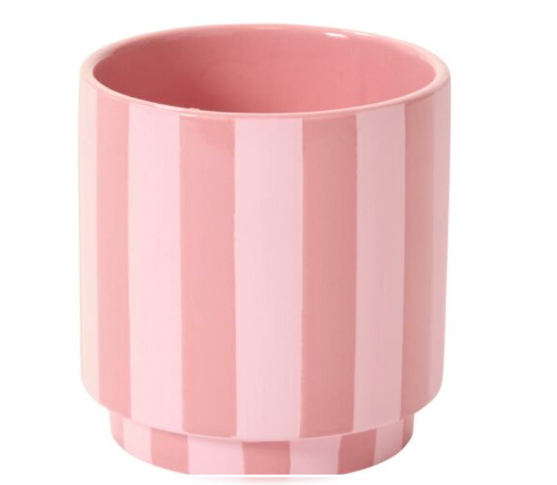 Pink Striped Ceramic / Textured Vase