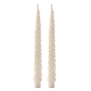 Cream Tree Taper Candles, Set of 2