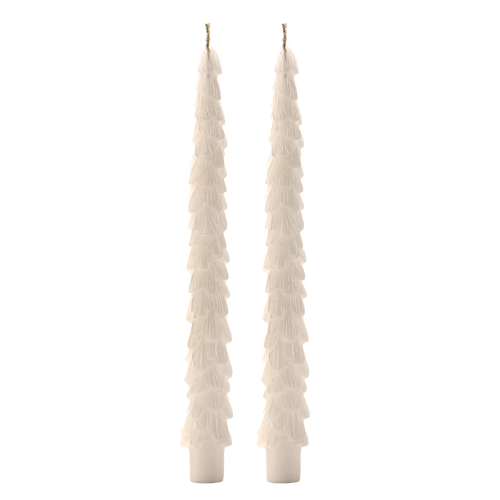 *NEW* Cream Tree Taper Candles, Set of 2 - Christmas Decor
