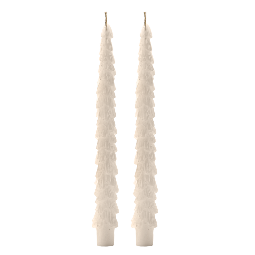 Cream Tree Taper Candles, Set of 2