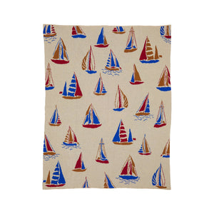Sailboats Cotton Sustainable Knit Throw Blanket