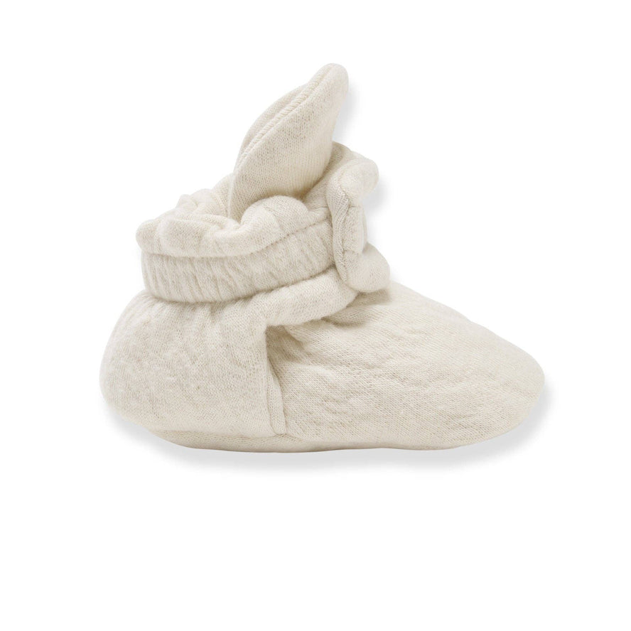 Organic Cotton Quilted Baby Booties: Oat / 0-3M