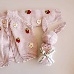 Cotton Strawberry Flower Baby Sweater | 6-12m