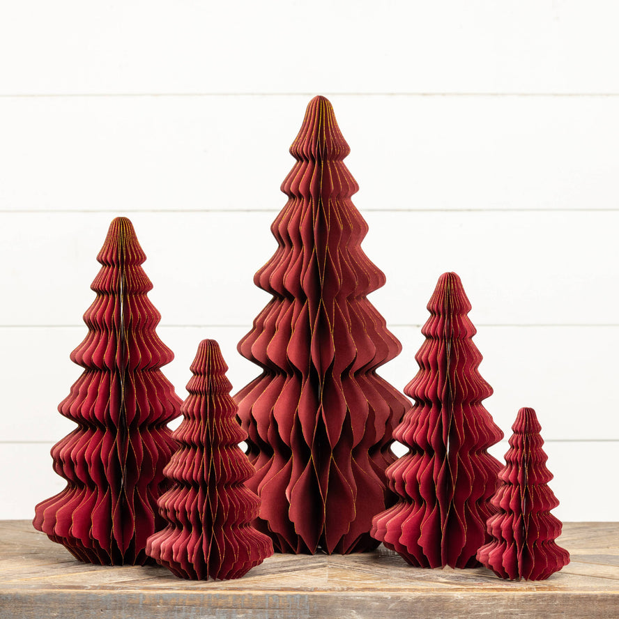 Burgundy Paper Tree with Gold Trim - 9.75"