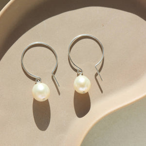 Cocoon Keshi Pearl Drop Simple Slide Hoop Earrings : 14k Gold Fill
