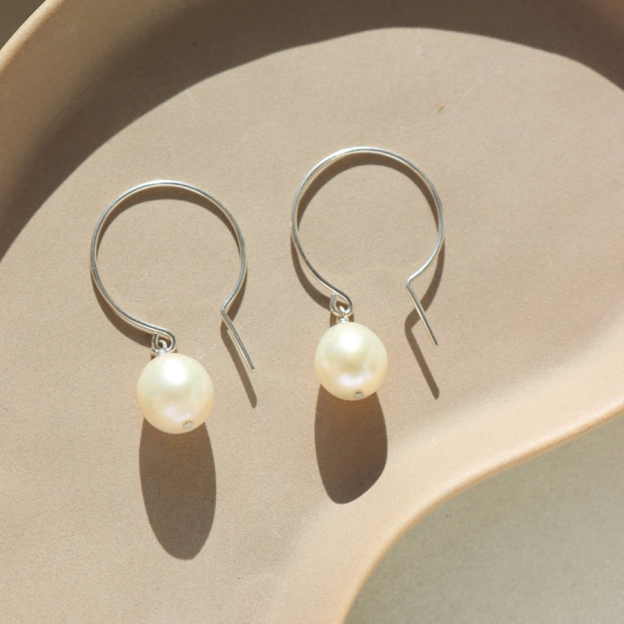 Cocoon Keshi Pearl Drop Simple Slide Hoop Earrings : 14k Gold Fill