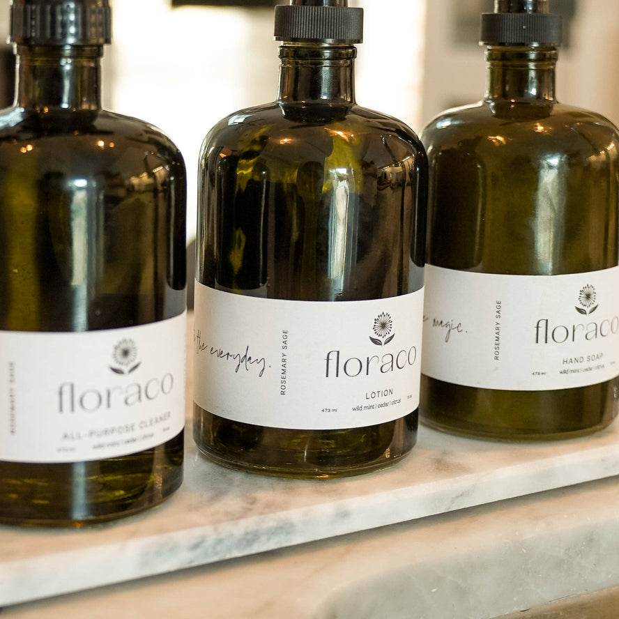 Rosemary Sage Refillable Glass Hand Soap