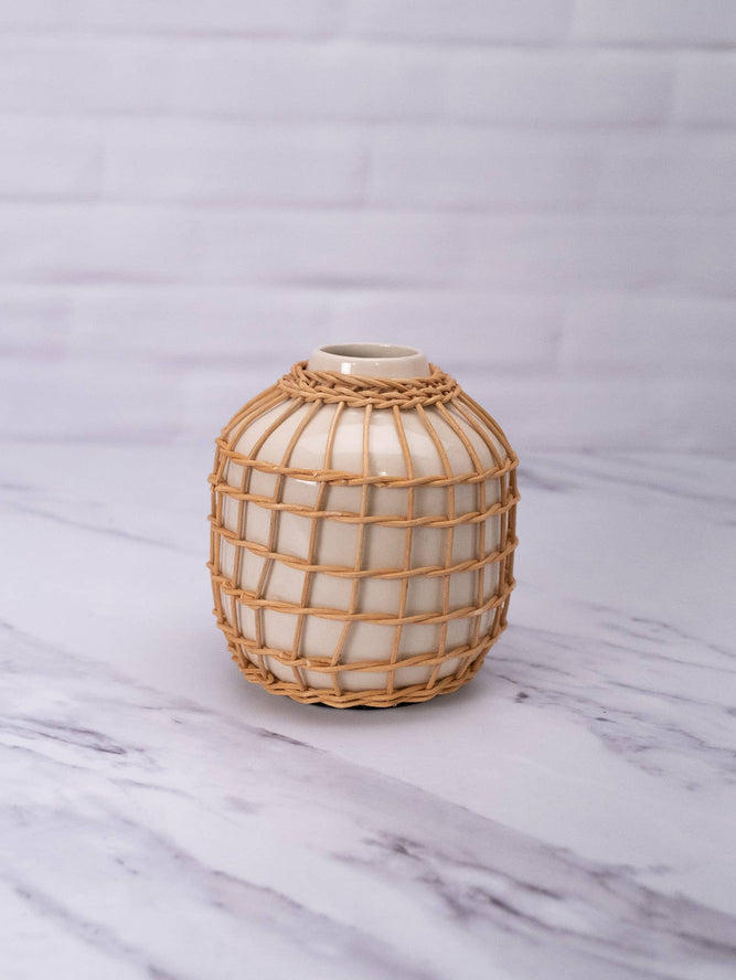 Rattan Vase White