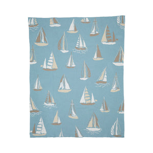 Sailboats Cotton Sustainable Knit Throw Blanket