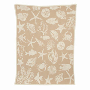 Sea Life Cotton Sustainable Knit Throw Blanket