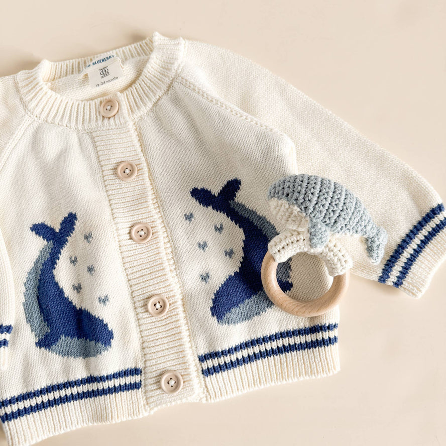 Cotton Nautical Whale Baby Sweater | 2-3y